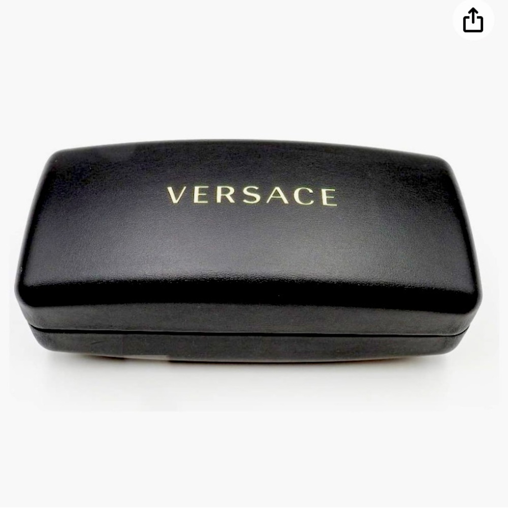Versace hard shell sunglasses holder w/ original black lens cleaning cloth.